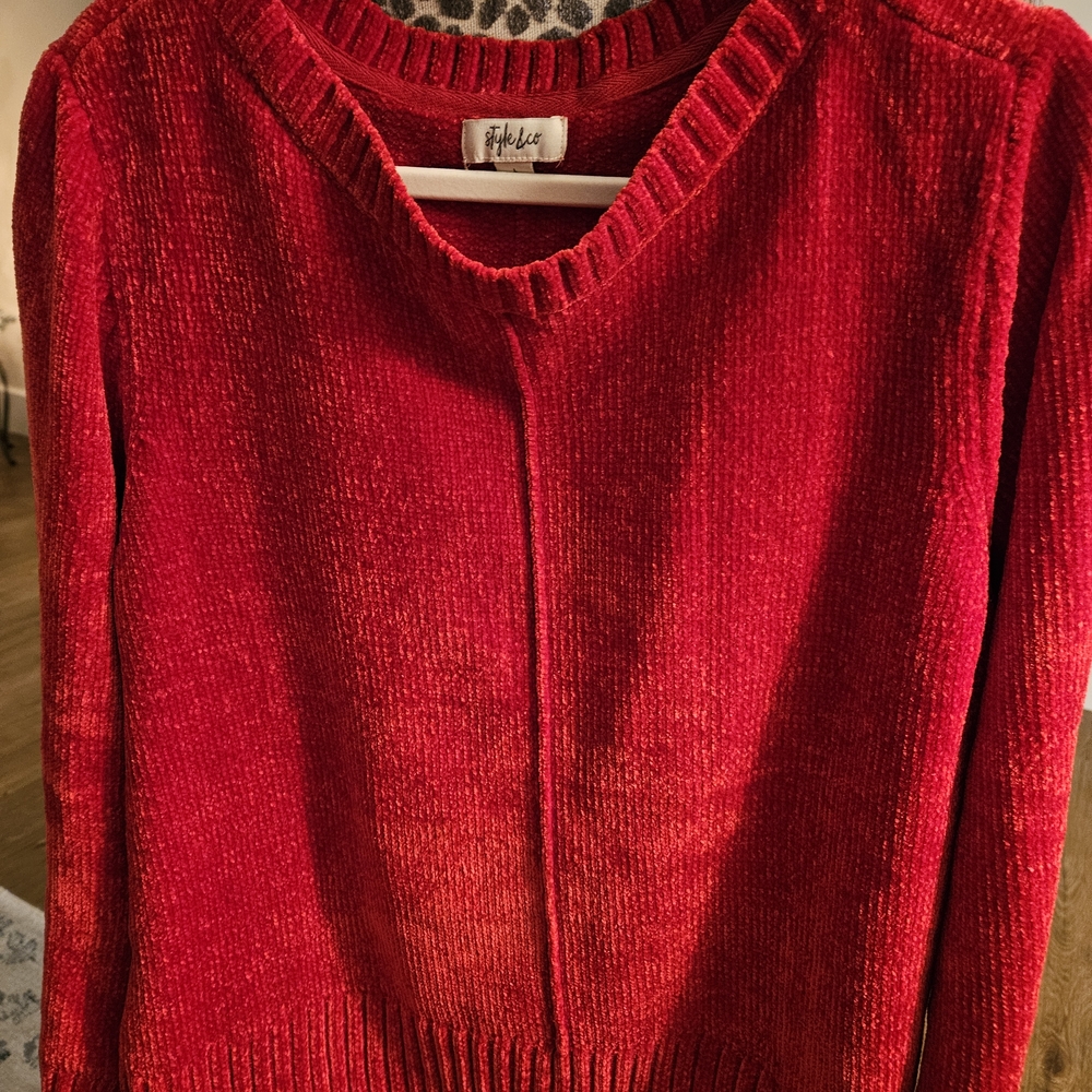 Style & Co. Red Crew Neck Sweater